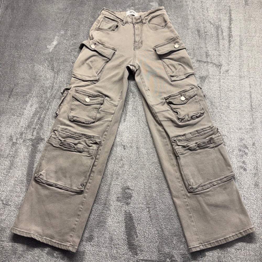 Rise Supply Co Cargo Pants Womens Size 3 Taupe Good Multi Pocket‎ Utility Street